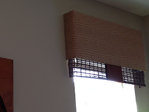 cornice with wood woven accent